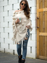 Simple Tassel Knitted Round-Neck Shawl Sweater